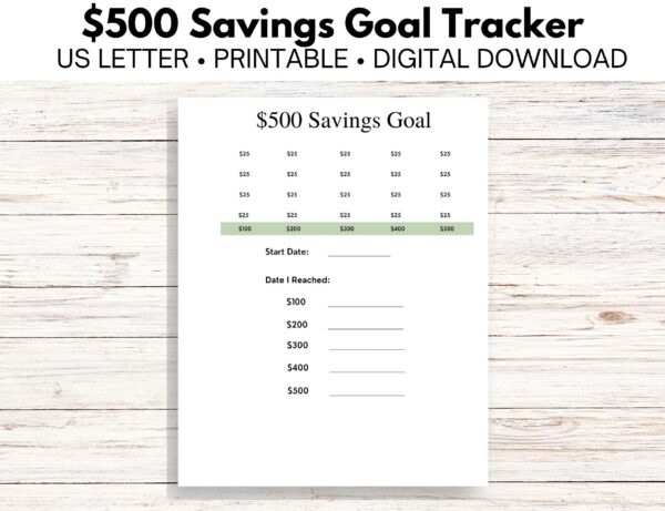 Savings Goal Tracker $500