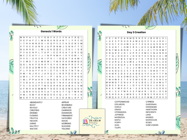 On the Go Genesis 1 Creation Bible Coloring Pages, Games, and Quizzes Printable Bundle; Word Searches, Cryptograms, Christian Education - Image 4