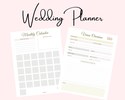 Printable Wedding Planner - Wedding Checklist PDF, Venue Research, Seating Chart AND MORE! - Image 6
