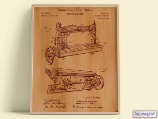 Sewing Machine 1885 Patent Print - Set of 6 Beautiful 1800s Vintage Wall Art. Gift For Her, Fashion, Clothing or History Lovers - Image 6