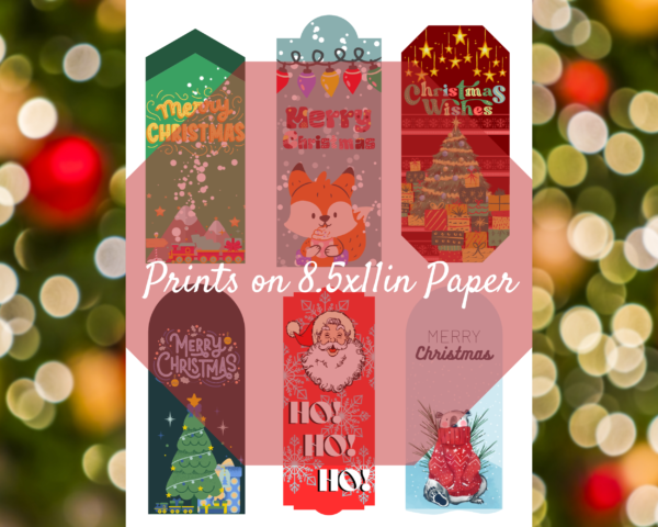Printable Gift Tag Bookmark Set - Gift tag for Christmas, Digital Download Christmas Bookmark Printable, Gift Tag Bookmark Holiday Set - Image 6