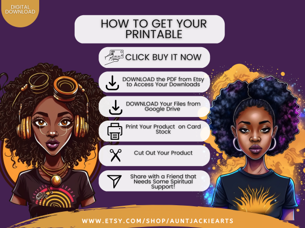 PRINTABLE EPHEMERA - Spiritual Black Women - Ephemera - Tags, Postcard, Envelope, Bookmarks, Lined, Notes, Tabs, Pockets US Letter Download - Image 6