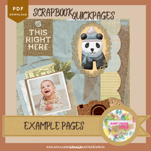 DIGITAL SCRAPBOOK Page - Winter Digital Scrapbook Layout - Pre-Made Shabby Vintage Quick Page Layouts, Pack 5 - 10 Styles - jpg png 12 x 12 - Image 6