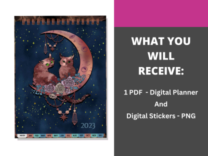 2023 Digital Planner - Dated & Hyperlinked | Cats On The Moon - Image 6