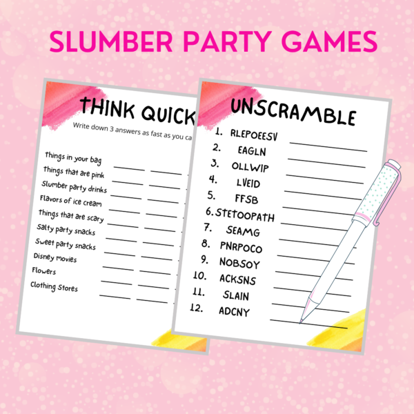 12 Teen Slumber Party Games Printable | Teen/Preteen Sleepover Games |Pajama Party Activities |Girls Sleepover Party Games |Fun Pajama Party Active - Image 6