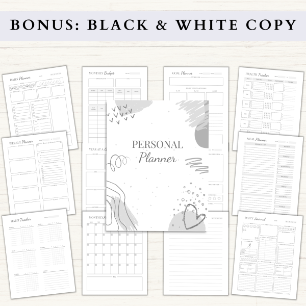 Personal Planner Bundle | Daily Planner | Daily Journal | Habit Tracker | Self Care Planner | US Letter | PDF | Printable Planner | Digital Planner - Image 6