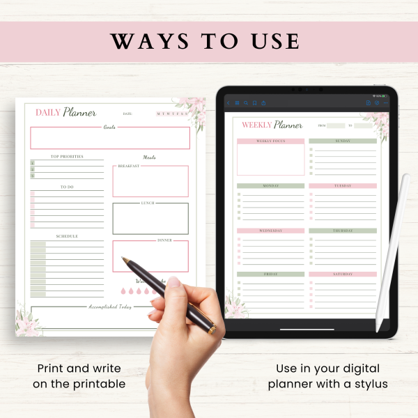 Essentials Planner Bundle | Daily Planner | Weekly Planner | Monthly Planner | Habit Tracker | US Letter | PDF | Printable Planner | Digital Planner - Image 6