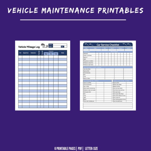 Vehicle Maintenance and Mileage Log Printables - Image 2