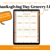 Thanksgiving Schedule PDF - Grocery List