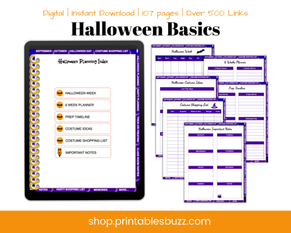 Halloween Planner - Digital Halloween Planner - Trick - or - Treating Plan
