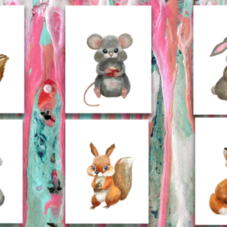Kids Wall Decor, Forest Baby Animal Nursery Decor Prints, Set of 6 Woodland Animal Nursery Wall Art, Wild Baby Animal Prints, Forest Safari