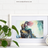 Digital WALL ART - Pretty Watercolor Mermaid on a Rock in the Ocean - pdf, jpg - 5 Aspect Ratios / Sizes - Bonuses - Image 6