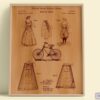 Set of 6 Fashion and Clothing Patent Prints. Burnt Wood Background Version - Set of 6 Beautiful 1800s and 1900s Vintage Wall Art - Image 8