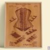 Set of 6 Fashion and Clothing Patent Prints. Burnt Wood Background Version - Set of 6 Beautiful 1800s and 1900s Vintage Wall Art - Image 2