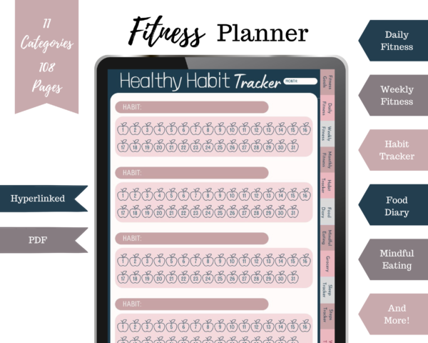 Health and Fitness Digital Planner For Ipad, Xodo, Goodnotes etc. - Image 4