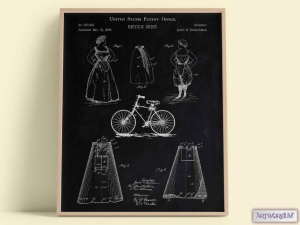Bicycle Skirt 1896 Patent Print - Set of 6 Beautiful 1800s Vintage Wall Art. Gift For Her, Fashion, Clothing, Bicycle or History Lovers - Image 7