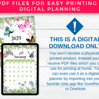 2022 - 2023 Calendar Printable Monthly Layouts with Butterflies - Image 7