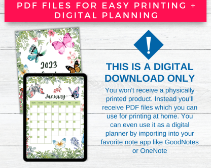 2022 - 2023 Calendar Printable Monthly Layouts with Butterflies - Image 7