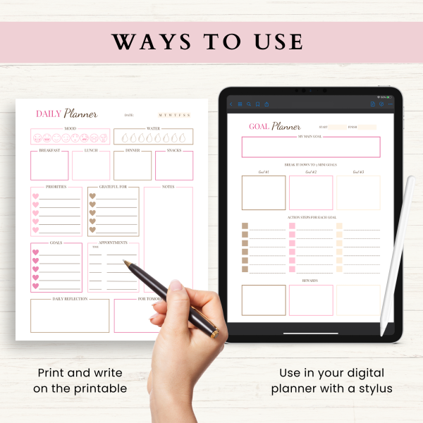 Personal Planner Bundle | Daily Planner | Daily Journal | Habit Tracker | Self Care Planner | Letter | A4 | A5 | PDF | Printable Planner | Digital Planner - Image 7
