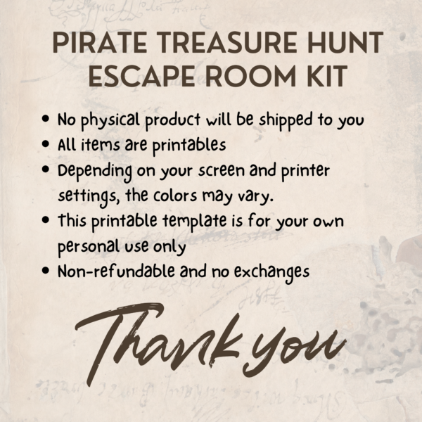 Escape Room For Kids | Printable Escape Room | Pirate Treasure Hunt Escape Room | DIY Escape Room | Birthday Party Games | Family Game Night - Image 7