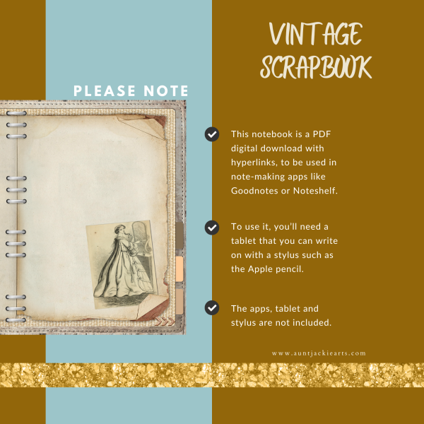 Vintage Ladies DIGITAL NOTEBOOK, Goodnotes, Notability, Xodo, iPad Notebook, Digital Scrapbooks, 6 Sections, Vintage Scrapbook, Vintage Notebook - Image 7