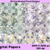 50+ Floral Digital Papers - Blue & Gold, Green, and Purple Floral Patterns - Image 3