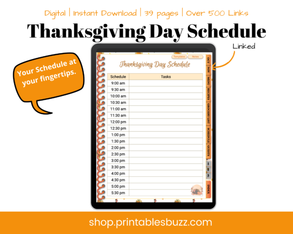Thanksgiving Schedule PDF