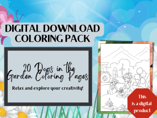 20 Dogs in the Garden Coloring Pages, Nature-Themed Coloring Pages, Cute Coloring Pages, Digital Download