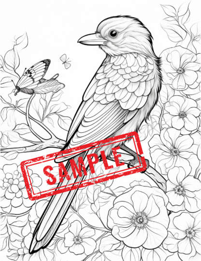 Wings and Blooms: A Bird and Flower Coloring Journey-DIGITAL DOWNLOAD! - Image 3