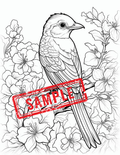 Wings and Blooms: A Bird and Flower Coloring Journey-DIGITAL DOWNLOAD! - Image 4