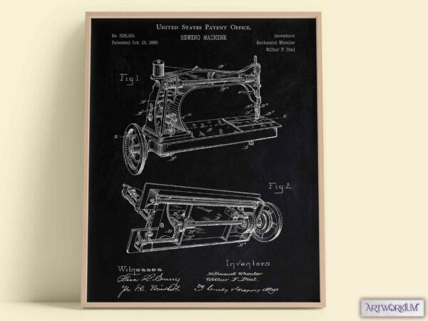 Sewing Machine 1885 Patent Print - Set of 6 Beautiful 1800s Vintage Wall Art. Gift For Her, Fashion, Clothing or History Lovers - Image 8