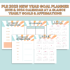 PLR 2023 New Year Goal Planner- 2023 & 2024 calendar at a glance, Yearly goals and affirmations pages