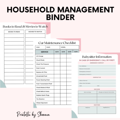 Printable Home Management Binder, Planner, In Case of Emergency, Budget, Cleaning & LOTS More! 66 pages! - Image 4