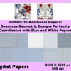 50+ Floral Digital Papers - Blue, Pink, White, and Americana - Image 4