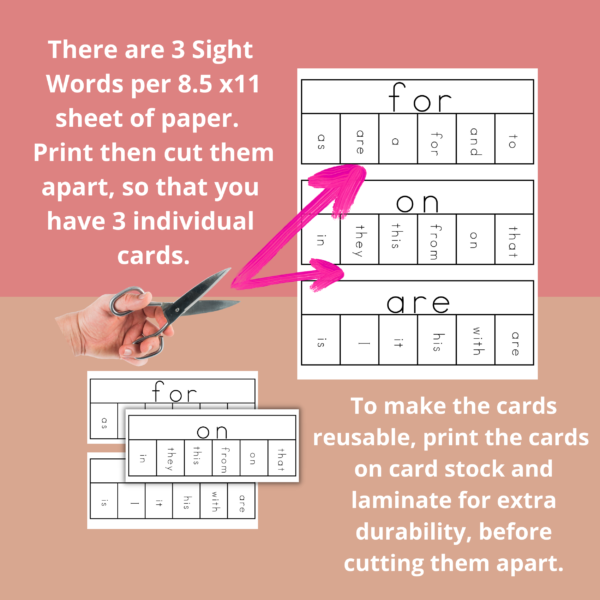 Print then cut the clip cards apart with scissors