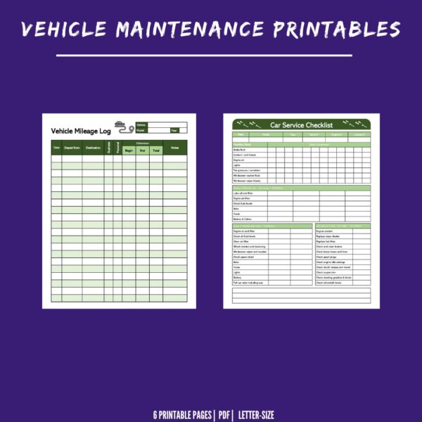 Vehicle Maintenance and Mileage Log Printables - Image 3