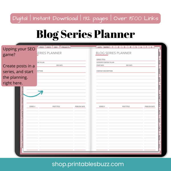 Weekly Time Blocking Digital Planner - Blogging Planner