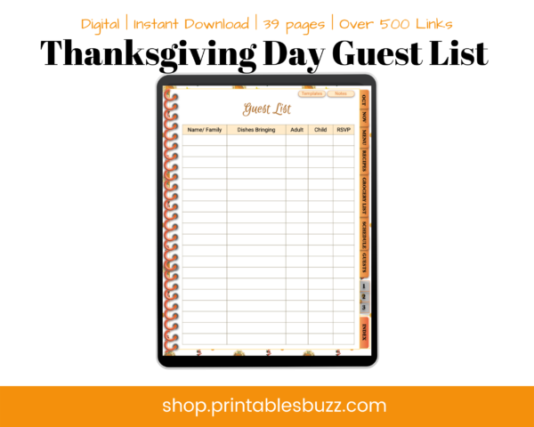 Thanksgiving Schedule PDF - Guest List