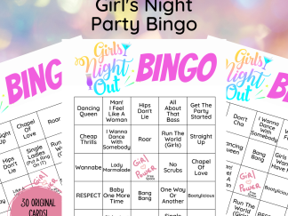 Girls Night Party Game, Music Bingo, Singo Bingo Cards, Girls Night Out