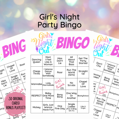 Girls Night Party Game, Music Bingo, Singo Bingo Cards, Girls Night Out
