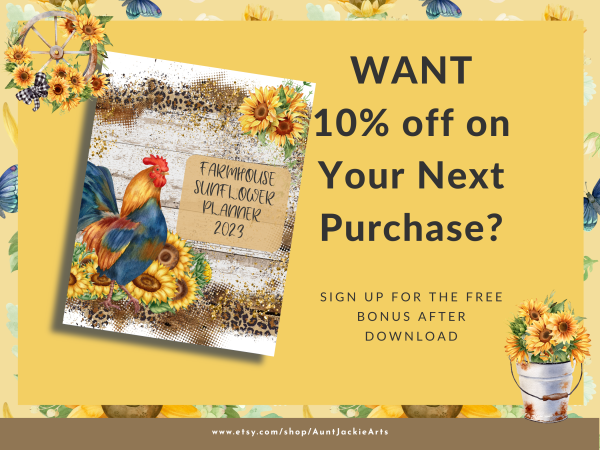 2023 Dated Undated Print PLANNER, Farmhouse Sunflower Daily, Weekly, Monthly, Coloring, Digital Sticker, Sticker book, Journal Pages, Letter - Image 9