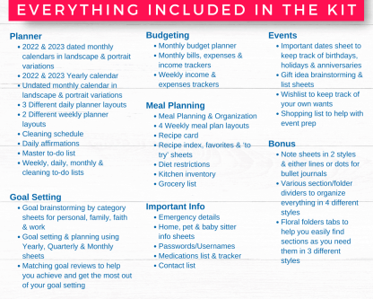 Floral Life Planner & Home Management Printables 2022+2023 - Image 9