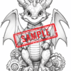 Cogs and Claws: Steampunk Baby Dragon Coloring Pages! Digital Download.. - Image 9