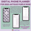 2023 Antique Purple Rose Digital Phone Planner