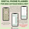 2023 Antique Rose & Mint Digital Phone Planner