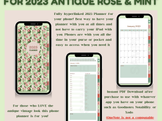 2023 Antique Rose & Mint Digital Phone Planner