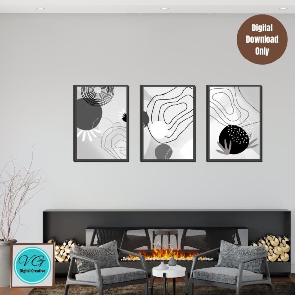 Geometric Abstract Wall Art Set of 3 Prints