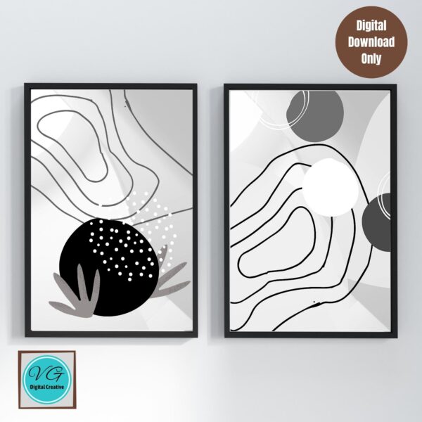 Geometric Abstract Wall Art Set of 3 Prints