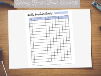 Weekly House Hold Checklists Printable