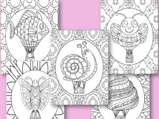 Coloring Pages - Hot Air Balloons - Adults and Teens